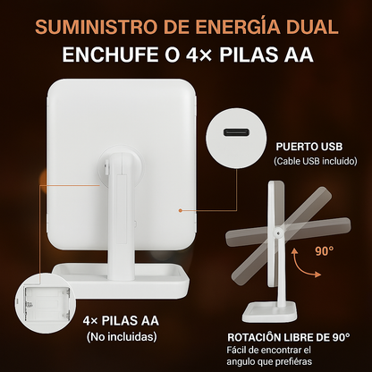 Espejo Luz Led Triplegable de Maquillaje - ¡El accesorio que tu hija siempre quiso!